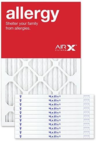 AIRx Filters16x25x1 Air Filter MERV 11 Pleated HVAC AC Furnace Air Filter, Allergy 12-Pack, Made in the USA