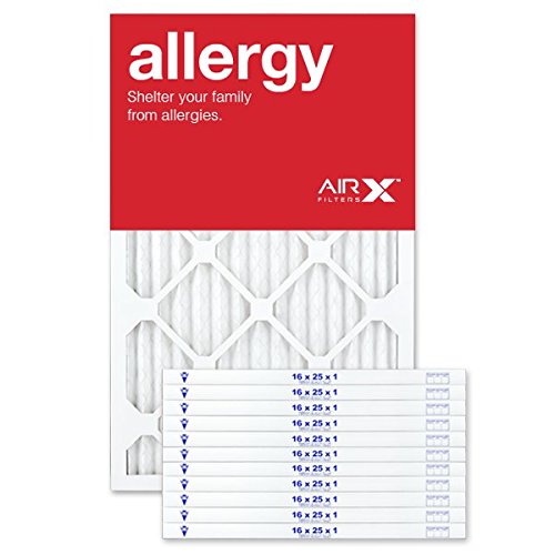 AIRx Filters 16x25x1 Air Filter MERV 11 Pleated HVAC AC Furnace Air Filter, Allergy 12-Pack, Made in the USA