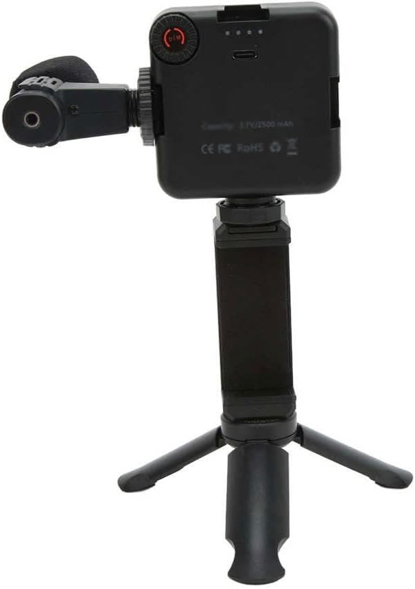 Professional Smartphone Vlog Shooting Kits with Mini Tripod Phone Clip Fill Light Microphone for Video Recording Live Selfie
