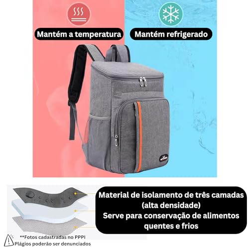 Mochila Térmica Bolsa Bag Cooler Homem Mulher Refrigerador Marmita Quente Cerveja Gelada Viagem Prai
