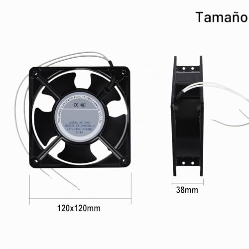Miniatura 2 de Ventilador Axial Silencioso Para Casete De Chimenea E Inserciones De Metal De Alta Temperatura, Eficiente Circulación De Aire Caliente, 120 X 120 X 38 Mm, Color Negro