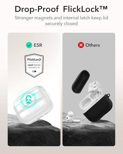 Image of ESR for AirPods Pro 3 Case (2025), Compatible with AirPods Pro 3 (USB-C Cable), MagSafe Ready, Magnetic Lid Lock, Full Drop Protection Cover with Lanyard, White