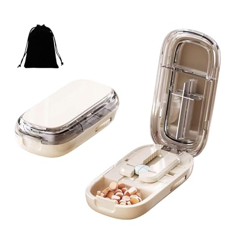Portable Pill Cutter, Adjustable Pill Splitter, Adjustable 1/2 1/4 Pills Cutters Splitter for Small or Large Pills, Easy to Carr