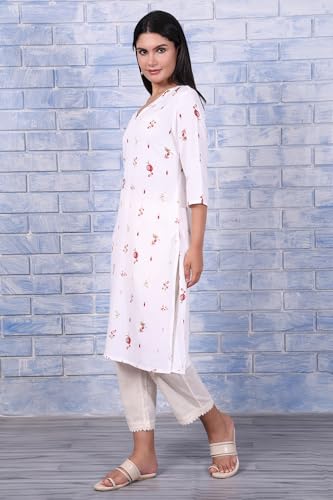 Image of W for Woman Schiffli Embroidered Straight Rayon Kurta