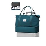 WEPLAN Reisetasche Damen Reisetasche Handgepäck 40x30x20 Ryanair Wizzair Flugzeug Tasche Weekender Bag Travel Duffle Bag Sporttasche mit Schuhfach Schwimmtasche Trainingstasche Wasserdicht,Pfauenblau