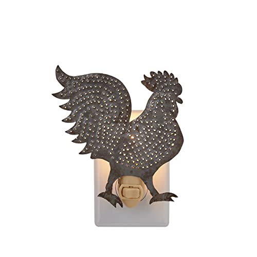 Rooster-Tin-Night-Light-Primitive-Rustic-Metal-Farmhouse-Country-Lighting Rooster Tin Night Light Primitive Rustic Metal Farmhouse Country Lighting