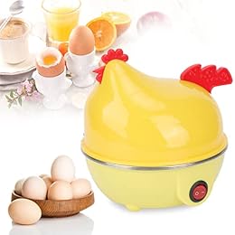 Egg Cooker, Electric Egg Cooker Multifunction Chicken Shape Rapid Egg Boiler 7 Egg Capacity Automatic Shut Off Mini Breakfast Machine(US 110V)