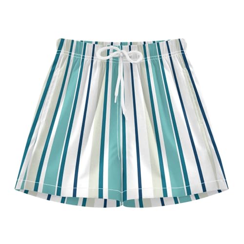 GuoChe Boys Swimwear Trunks Youth Quick Dry Elastic Inseam Board Shorts with Pocket Colored Stripes