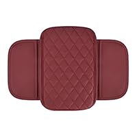 FCOLTIFQ Cuscino per Bracciolo Auto per Seat Ateca 2016-2023, Copri Bracciolo Memory Foam Porta Fazzoletti con 2 Tasche Imbottitura Centrale per Braccioli Accessori Interni, G/Red