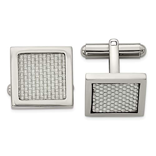 Mancuernillas Hombre Acero Inoxidable Gris Fibra Carbono miniatura 1