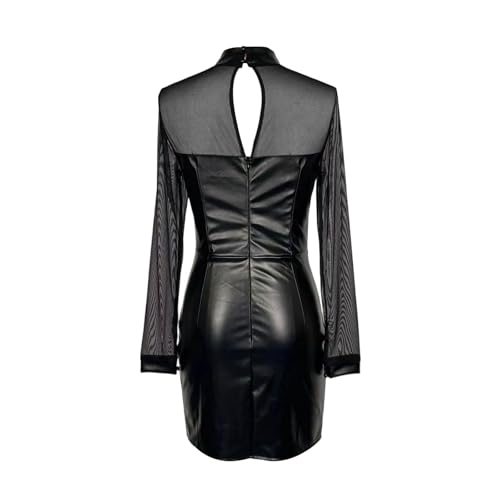 Robe mini transparente d'exception avec empiècements graphiques et manches longues - 4