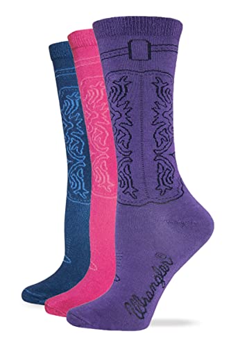Wrangler Women's Cowgirl Western Boot Crew Socks (3 Pairs)
