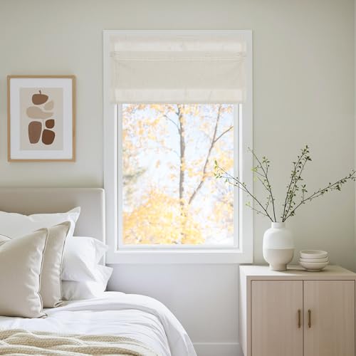 NICETOWN Linen French Door Curtain No Drill Roman Shades for