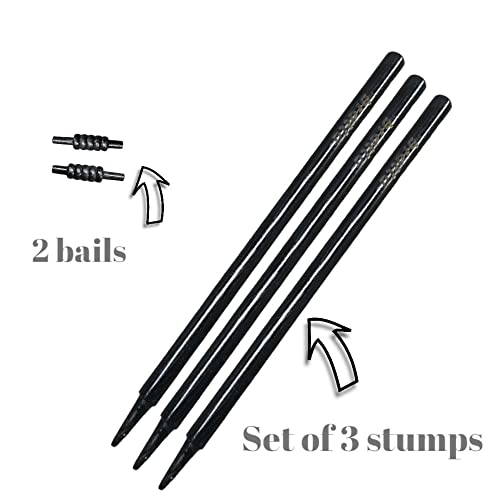 Bratla Cricket Wickets With Bails - Black Color Cricket Wickets Wood, Set Of 3 Stumps For Cricket With 2 Bails, Cricket Wicket #TOP2