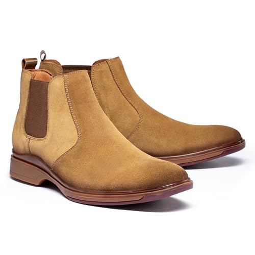 Image of ArcBrothers Men's Chelsea Boots, Relaxed Fit Roomy Toe Box Design, Premium Leather Slip-on Ankle Boots, All-Day Comfort