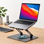 GPlus+ Laptop Stand with 360 Rotating Base, Ergonomic Adjustable Notebook Riser Holder Compatible with All Laptops