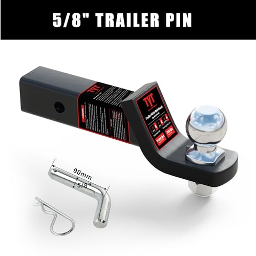 Image of TYT Trailer Hitch Ball Mount with 2 Inch Ball & Pin, Fits 2 Inch Receiver, 7500lbs, 2 Inch Drop, Upgraded Hitch Kit Black with Anti-Rattle Pin