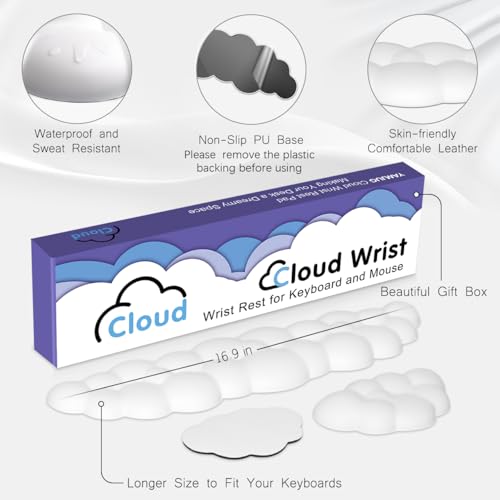 Image of 4 in 1 Ergonomic Leather Cloud Wrist Rest Keyboard and Mouse Pad & Coaster