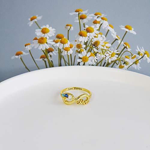 Resvivi Personalized Mothers Rings With 3 Simulated Birthstones For Mom Custom Infinity Rings For Grandmother Mother's Day Rings Jewelry Gift For Her #TOP1