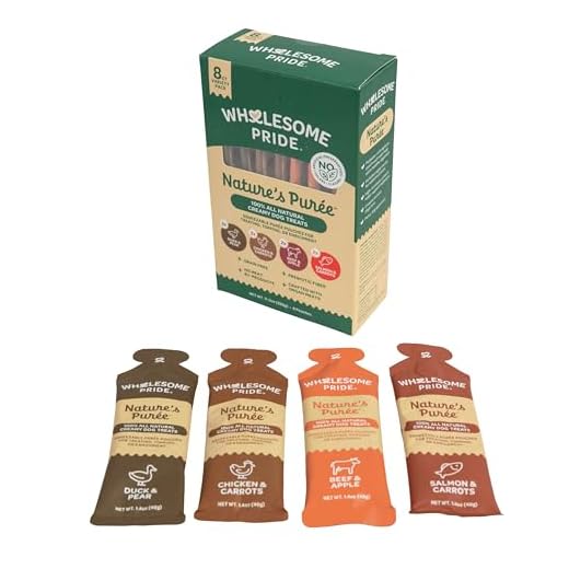 Wholesome Pride Nature’s Purée Creamy Dog Treats, Squeezable Lickable Treat & Topper, 1.4 oz Pouches, 8-Count, 4-Flavor Variety Pack