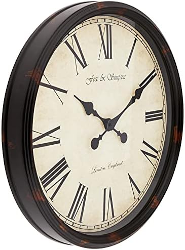 Fox and Simpson Grand Central Station Extra Large 50cm / 20-Inch Wall Clock in Cream (Black)