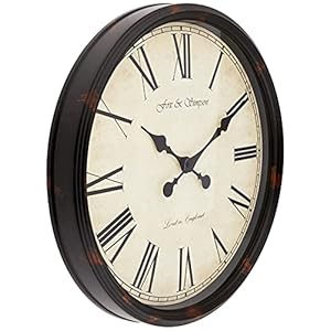 Fox and Simpson Grand Central Station Extra Large 50cm / 20-Inch Wall Clock in Cream (Black)