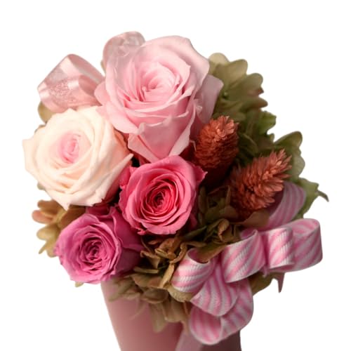 フローリストやまくら プリザーブドフラワー アレンジメント ピンクのバラ [老舗の花屋さんの手づくり ギフト用]