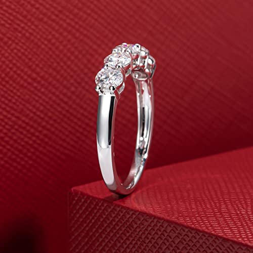 CADYNO 14K White Gold/Yellow Gold Half Eternity Ring, 0.7-1.5 CTTW Moissanite Lab Grown Created Diamond, D Color and VVS, Solid Real Gold Wedding Ring for Women3