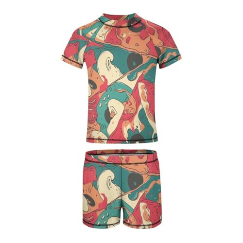 Pizza Meat PatternChildren's Casual Swimsuit Set - Simple and Versatile9-11Y（140cm）2