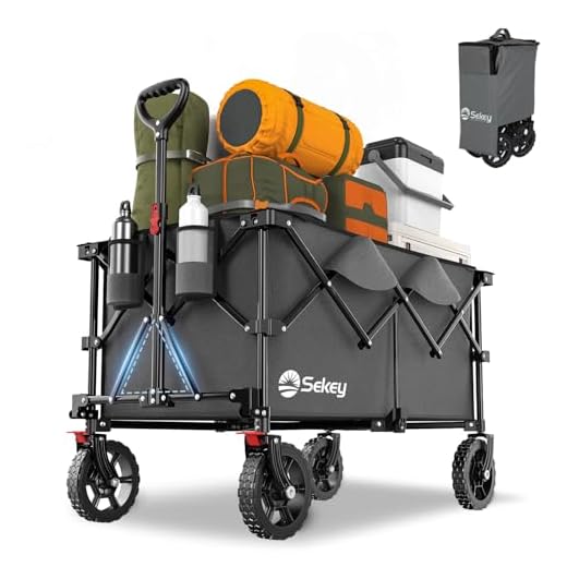 Sekey XXL Plus Bollerwagen Faltbar 200L 200KG Tragkraft, Faltbarer Bollerwagen Geländetauglich mit Bremsen, Handwagen Patentiert Klappbar aus Vier Richtungen, XXL-PlusG 4010, Anthrazit