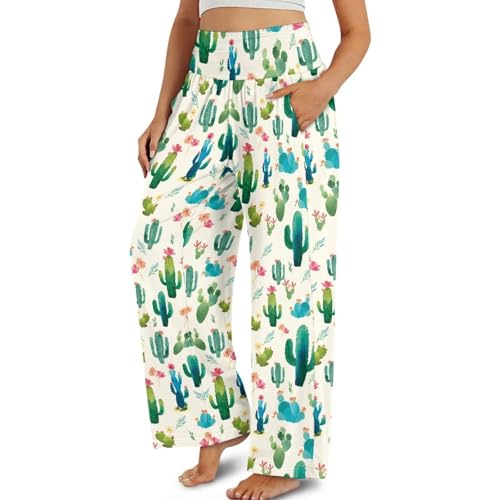 Women Wide Leg Pants Casual Sports Athletic Sweatpants Elastic Waistband Soft Business Palazzo Pants with Pockets Loose Fit4