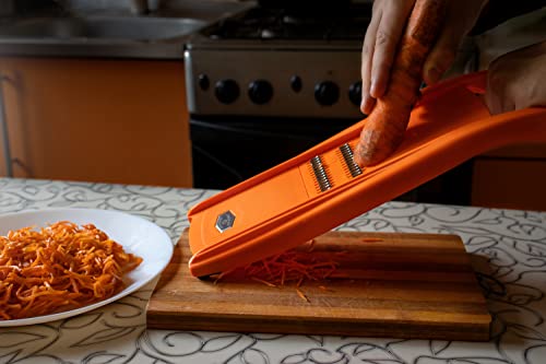 Kitchen Vegetable Slicer With 6 Replaceable Stainless Steel Blades - Ergonomic Design & Non-Slip Feet - For Chopping Vegetables, Fruits, Cheese, Ginger, Cooking Korean Carrots And Baby Puree #TOP6