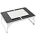 Foldable Laptop Table, Superjare Bed Desk, Breakfast Serving Bed Tray, Portable Mini Picnic Table & Lightweight, Folds in Half with Inner Storage Space - Black