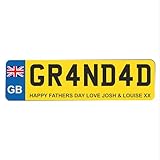 Custom License Plate Plaque - Personalised Number Plate in Wood or Acrylic - Ideal for Car Decor, Lorry Drivers, New Car, Just Passed Keepsake Sign (GB Design, Acrylic Medium 25cm) - Image 1