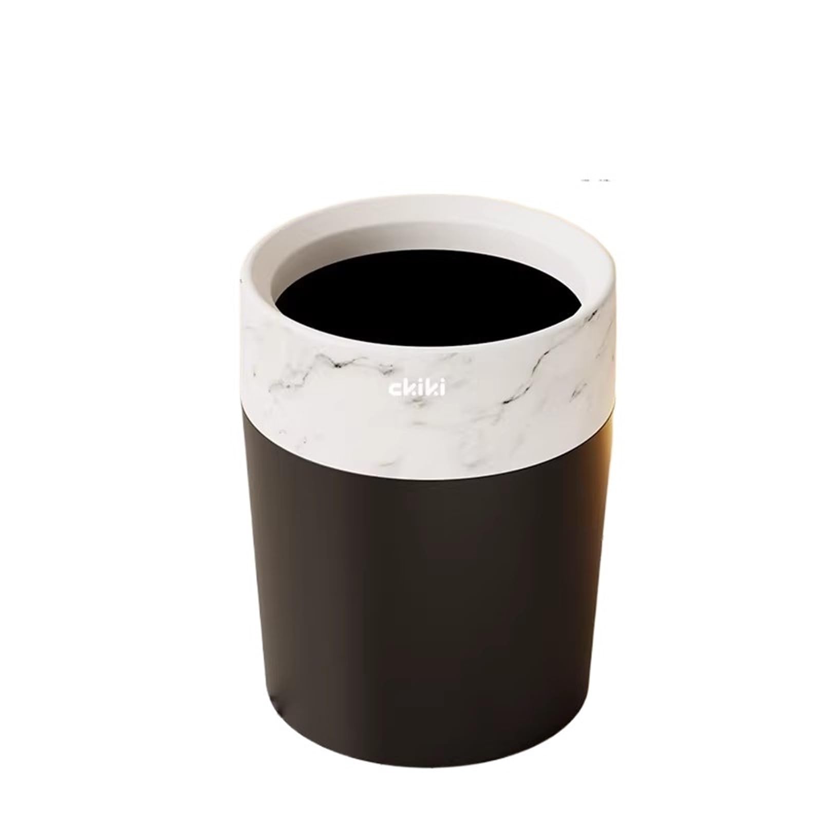 Waste Bins Imitation Wood Grain Trash Can Home Hotel Homestay Bathroom Bedroom Living Room(White)