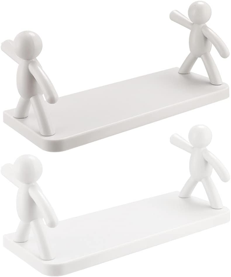 DOITOOL 2pcs Floating Shelves Wall Mounted Figure Ledge Display Plastic Wall Shelf Stick On Damage Removable Hanging Rack Decor for Kitchen Bathroom Living Room
