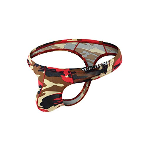 BRAVE PERSON Men's Sexy Low-rise Thong Underwear Fashion G-String Panties J0001 (M / 28"-32", Red)