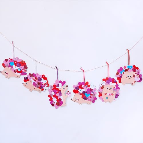 Winlyn 24 Sets Heart Hedgehog Ornaments Decorations Valentine Crafts Kits Hedgehog Art Sets Heart Foam Valentine Stickers for Kids Party Classroom Activities Gift Exchange by Winlyn - Image 3