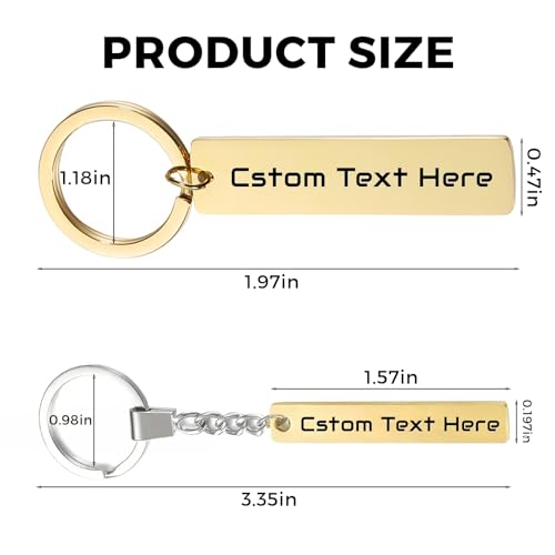 Porte-clés double face personnalisé en acier inoxydable gravé avec nom, numéro ou texte, cadeau pour petit ami, petite amie, couple, famille – vue 2