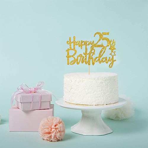 Gold Happy 25th Birthday Cake Topper,Hello 25,Cheer to 25 Years, 25 & Fabulous Party Decoration by Maicaiffe - Image 4