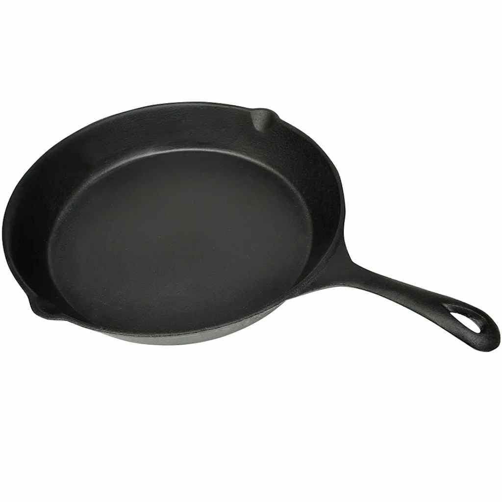Patelnia grillowa okrągła 30 cm, żeliwna patelnia z 2 wylewkami