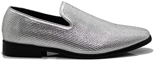 Image of SPK24 Men Vintage Spikes Sparkle Formal Tuxedo Stage Fashion Slip On Loafer Dress Shoes