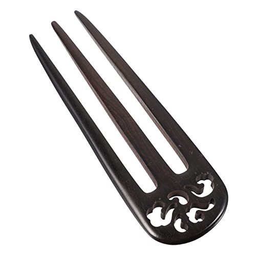 KALLORY Three Hairpin Hollow Wooden Hairpin French Hair Pin Hair Styling Accessories Hair Chopsticks 3 Prong Hair Sticks Fork Hair Clip Vintage Hair Stick Wood Hair Stick Simple Hair Fork
