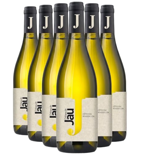 Côtes du Roussillon blanco 2024 - Orgánico - Château de Jau - DOP - Languedoc Rosellón - Francia - Variedades de uva Vermentino,Grenache,Macabeu - 6x75cl