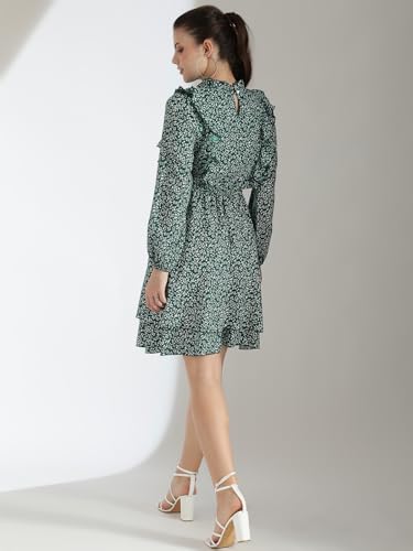 Image of KOTTY Women's Fit And Flare Mid Thigh Length Glamour Galore Crystal Petal Dress