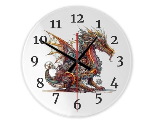 Image of Steampunk Dragon clock. Large Wooden Clock Wall Clock Gifts Unusual Birthday Christmas Dragon Wall Art, Mechanical Dragon, Fantasy Decor, Present Elegant Home decor Holiday Home