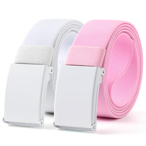Image of Mile High Life Stretch Canvas Belt for Men, Golf Casual Elastic Web Belt, Top Military Buckle, Adjustable Cut to Fit