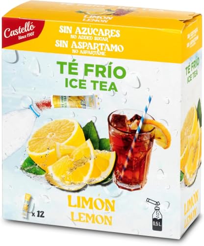 Castello since 1907 Té Frío (Ice Tea - Iced Tea) Zero & Instantáneo | Limón | 12 sobres | 1 sobre : 500 ml de Té | 0 Calorías | 0 Azúcar | 0 Aspartamo (Paquete de 5)