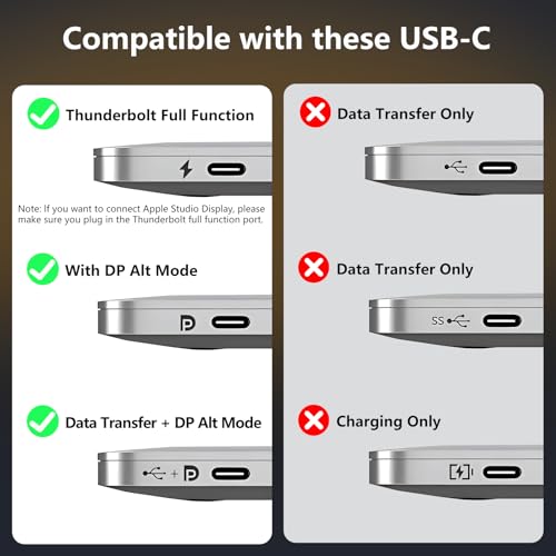 Câble DisplayPort vers USB C compatible Thunderbolt 4 et USB4 pour MacBook et PC 4K