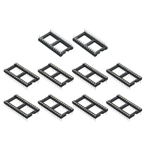 QUARKZMAN 2.54mm Pitch 28 Pines Conector de Zócalo de Circuito Integrado DIP de Doble Hila 15.2 Espaciado de Hila Pines Redondos Soldadura para Experimentos Electrónicos DIY 12 unidades